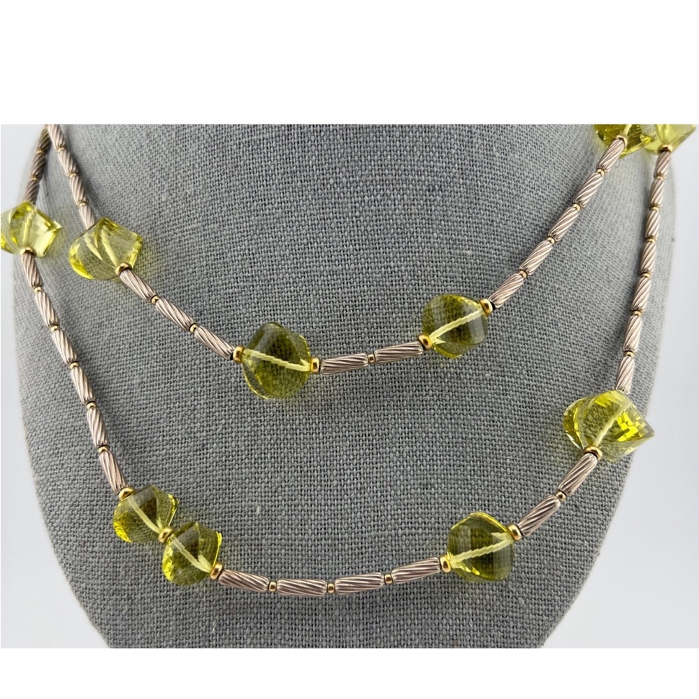 David Yurman 44 inches long silver and 18k citrine necklace
